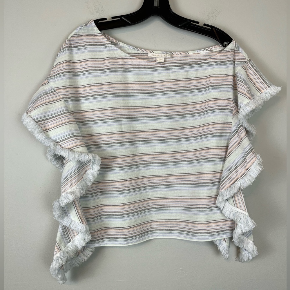 Cooper & Ella Asymmetrical Neckline Cotton Blouse Size M